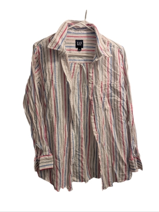 GAP Tops - GAP Striped Button-Up Boyfriend Shirt L